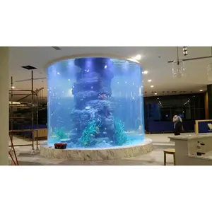 Acuario de peces acrílico, cilindro elegante gigante personalizado, profesional, venta al por mayor, China
