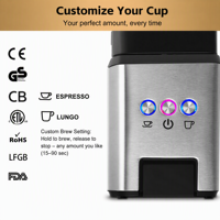 Machine à expresso compatible avec les dosettes Nespresso, 19 bars de pression, réservoir d'eau amovible, acier inoxydable, cafetière domestique