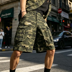 Men's Camouflage Vintage Cargo Shorts Distressed Street Style Multi-pockets Shorts for Summer - Product Image 5