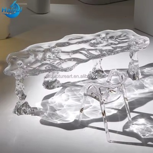 Meubles de luxe en résine transparente sur mesure, table à manger en cristal artificiel moderne, ornement artisanal, sculpture en résine époxy - Product Image 4