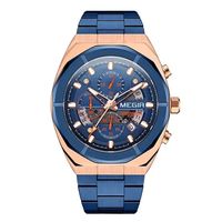 Montre homme MEGIR 2225, style business, argentée, cadran lumineux, bracelet en acier inoxydable, mouvement quartz japonais, montre de luxe pour homme.