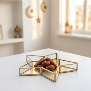 Bandejas de Vidrio con Marco de Latón en Forma de Estrella para Decoración de Ramadán 2027, para el Hogar y Eventos - Product Image 2