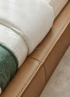Lit double de style moderne lit rembourré en bois et en cuir pour hôtel, lit durable écologique au design