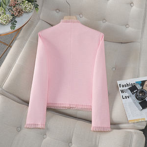 <span class=keywords><strong>Veste</strong></span> en Tweed Personnalisée pour <span class=keywords><strong>Femme</strong></span>, avec Manches Longues et Col Rond, Boutonnage Simple, Style Décontracté et Tendance pour Toutes les Saisons - Motif Uni - Product Image 2