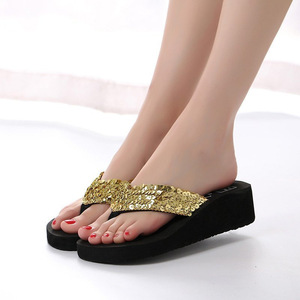 Nuevas Sandalias de Moda para <span class=keywords><strong>Mujer</strong></span>, con Suela Antideslizante, con Lentejuelas, <span class=keywords><strong>Chanclas</strong></span> con Plataforma, Pantuflas de Exterior para <span class=keywords><strong>Mujer</strong></span> - Product Image 3