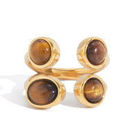 Gaovo Edelstahl Vintage Multi-Stein Breiter Ring für Damen Galvanisch Beschichteter Statement-Modeschmuck Geschenkkollektion