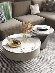 קל יוקרתי מודרני יוקרתי נירוסטה שילוב שולחן קפה ארון טלוויזיה סלון פינות מעוגלות גודל חדש - Product Image 3