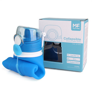 Botella de agua plegable de 550 ml, portátil, de silicona, para viajes, deportes al aire libre, para mujeres - Product Image 4