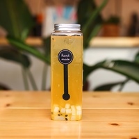 Bouteille de boisson en plastique transparente portable de 500 ml avec bouchon carré, jetable, pour thé au lait, café froid, jus, café, pots en plastique