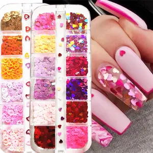 2021 New Valentine's Day Nail Sequins Red Love Nail Art Decoration Sticker Lip Butterfly Nail Glitter