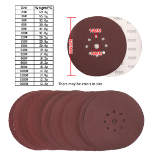 Discos de Lija de Óxido de Aluminio Rojo de 9 Pulgadas y 9 Agujeros, Discos de Lija con Velcro, Papel Abrasivo para Pulir Madera, Metal y Vidrio - Product Image 2