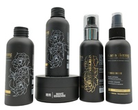 Pot de cire de bouteille en plastique cosmétique noir mat givré haut de gamme et ensemble de pompe de pulvérisation de cheveux 30% 50% 100% PCR pour emballage de shampooing