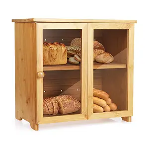 클래식 스타일로 음식을 저장하세요! 대나무 가정용 보관 빵 상자 정사각형 주방 보관 용품 도구 용 광택 목재