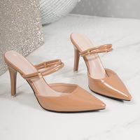 250 en stock – Nouveauté transfrontalière : Chaussures à talons hauts pour femme, grande taille, couleur unie, bout fermé, talon aiguille, bout pointu, collection été