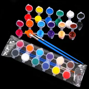 Pinturas acrílicas de alta calidad, 12 colores, tiras con pincel para niños, juego de pintura acrílica con pincel, 2, 3, 5 ml