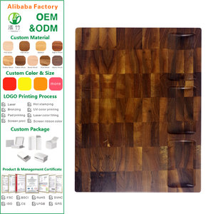 Grande planche à découper en bois de noyer avec 3 compartiments intégrés, rainure pour jus, planche en bois d'acacia à grain transversal, durable et non toxique - Product Image 1