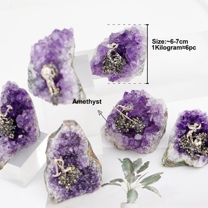 Nhà Máy giá bán buôn số lượng lớn nguyên liệu đá thủ công Pyrite nguyên đá thợ mỏ với thạch anh tím cụm hình thức miễn phí - Product Image 4