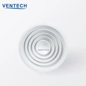 Ventech空调铝制可调圆形天花板扩散器空气扩散器，带塑料阻尼器