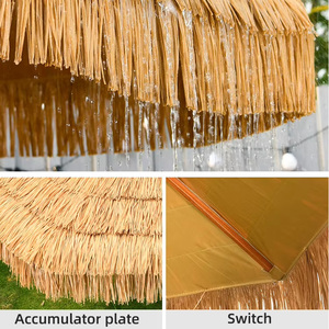 Sombrilla Plegable de Aleación de Aluminio con Techo de Paja para Exteriores, Playa, Jardín, Granja, Gazebo para Exteriores - Product Image 6