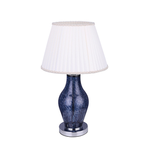 Modern Inno Casa Table Lamp Holder Living Room PT24127 E26/E27 Factory Decorative Dark Blue Glass Plated Chrome Metal <b>White</b> - Product Image 1