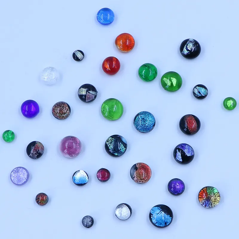 New Arrival Wholesale Handmade Murano Lampwork Flat Back Dichroic Glass Cabochon For Jewelry