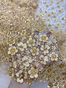 Ni. Ai bầu trời màu xanh thêu pháp Tulle <span class=keywords><strong>Net</strong></span> ren Wedding Bridal Đảng hoa nhỏ Sequins đính cườm Ren Vải cho may mặc C83 - Product Image 2