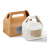 Boîte à gâteau en papier kraft portable avec fenêtre transparente, forme Gable, emballage alimentaire pour salade CN