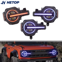 HETOP pour phares de Bronco 2020-2025 – Phares avant à LED complets de style RGB personnalisé, projecteurs améliorés, Plug and Play pour Ford