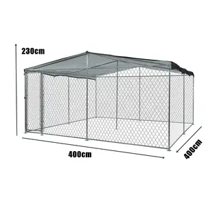 Cage lourde pour chiens <span class=keywords><strong>de</strong></span> 4x2x2.3m, niche d'extérieur <span class=keywords><strong>avec</strong></span> auvent, enclos pour animaux <span class=keywords><strong>de</strong></span> compagnie, parc <span class=keywords><strong>de</strong></span> <span class=keywords><strong>jardin</strong></span>, maison pour chiens - Product Image 1