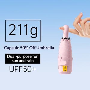 초경량 수동 5단 접이식 천 우산 링 버클 손잡이 자외선 차단 기능 우산 소형 - Product Image 4