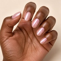 T1791 Kaixin Faux ongles à presser, forme ellipse moyenne, rose doux, nacré scintillant, effet œil de chat, style French, pour fêtes