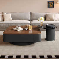 Nouvelle Table Basse Carrée Moderne et Simple pour Salon, Idéale Appartement, Style Tendance, Réglable, Garantie 1 An, en Bois