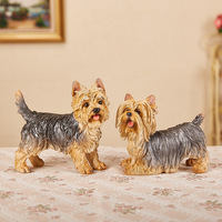 Figurines de chien artificielle en résine, sculpture de simulation, cadeau, réaliste, Yorkshire Terrier, Kawaii