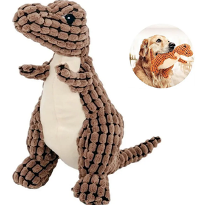 3 Colors Stuffed Plush Interactive <b>Teething</b> Squeaky Dinosaur Dog <b>Toy</b> - Product Image 3