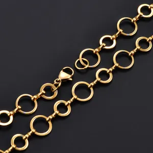 Collier en acier inoxydable avec chaîne à maillons géométriques de 10 mm, plaqué or, unisexe, bijoux cadeau - Product Image 5