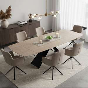 Hiện đại sang trọng nhà hàng hoàn chỉnh nối dài thiêu kết đá bàn ăn đặt 6 chỗ ngồi - Product Image 1