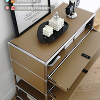 Meuble à Chaussures Haut de Gamme en Acier Inoxydable avec Éclairage de Luxe, Module de Rangement Style Médiéval pour Salon, Meuble de Rangement