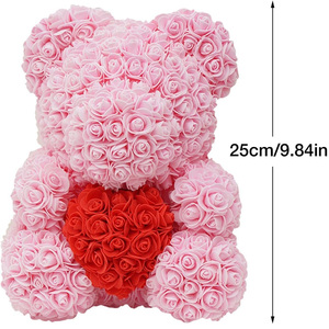 Coffret <span class=keywords><strong>Cadeau</strong></span> Saint-Valentin : Ours en Fleurs Séchées Artisanales, Roses Savon et Fleurs Fraîches – Meilleures Ventes - Product Image 4