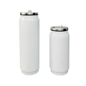 Garrafas de vácuo de 500ml, garrafas de aço inoxidável de parede dupla, suporte branco para confeitaria reta e com copo