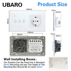 <b>Smart</b> Switch <b>Socket</b> With Glass Panel Eu Plug App Control Voice Timer Neutral Live Version - Product Image 3