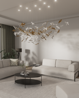 Décoration intérieure pour salon, lustre suspendu en verre fait main avec LED, décoration de hall d'hôtel, lustre moderne en cristal