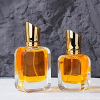 Flacon de parfum en spray de bonne qualité, forme rectangulaire, 30 ml, 50 ml, 100 ml, avec bouchon doré
