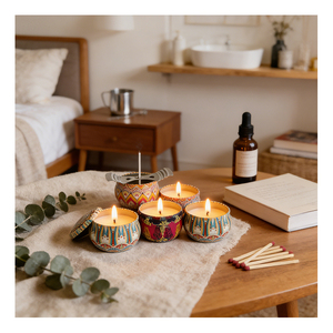 Caja de regalo con juego de velas aromáticas personalizadas, colección de cera de soja para aromaterapia, para ventas en boutiques, promoción de temporada. - Product Image 6