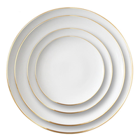 Assiettes de dîner en porcelaine fine à bord doré blanc pur de style nordique de luxe bols écologiques nouvel ensemble en porcelaine pour les mariages