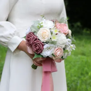 SPH050 produttore di marca sposa pasta di fagioli rosa bianco azienda fiori matrimonio matrimonio sposa Holding Bouquet per matrimonio