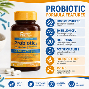 Complément alimentaire probiotique à base de plantes Shecome, 50 milliards d'UFC, soutient la santé immunitaire, pour femmes et hommes. - Product Image 2