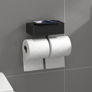 Zinc Alloy Wall-mounted Modern Design Punch-free <b>Tissue</b> Box Toilet Wipes Box Toilet Roll <b>Paper</b> Rack Mobile Phone Rack - Product Image 2