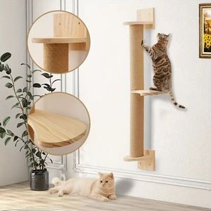 实木猫树可持续猫壁挂平台家具攀爬宠物抓挠柱 - Product Image 6