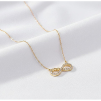 Collar de compromiso y boda de oro de 14 quilates con diamante cultivado en laboratorio, diseño de corazón infinito, moderno.