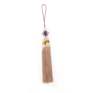 Adornos de estilo corte con nudos de hilo de jade y borlas dobles de poliéster color caqui para ropa y textiles del hogar - Product Image 5